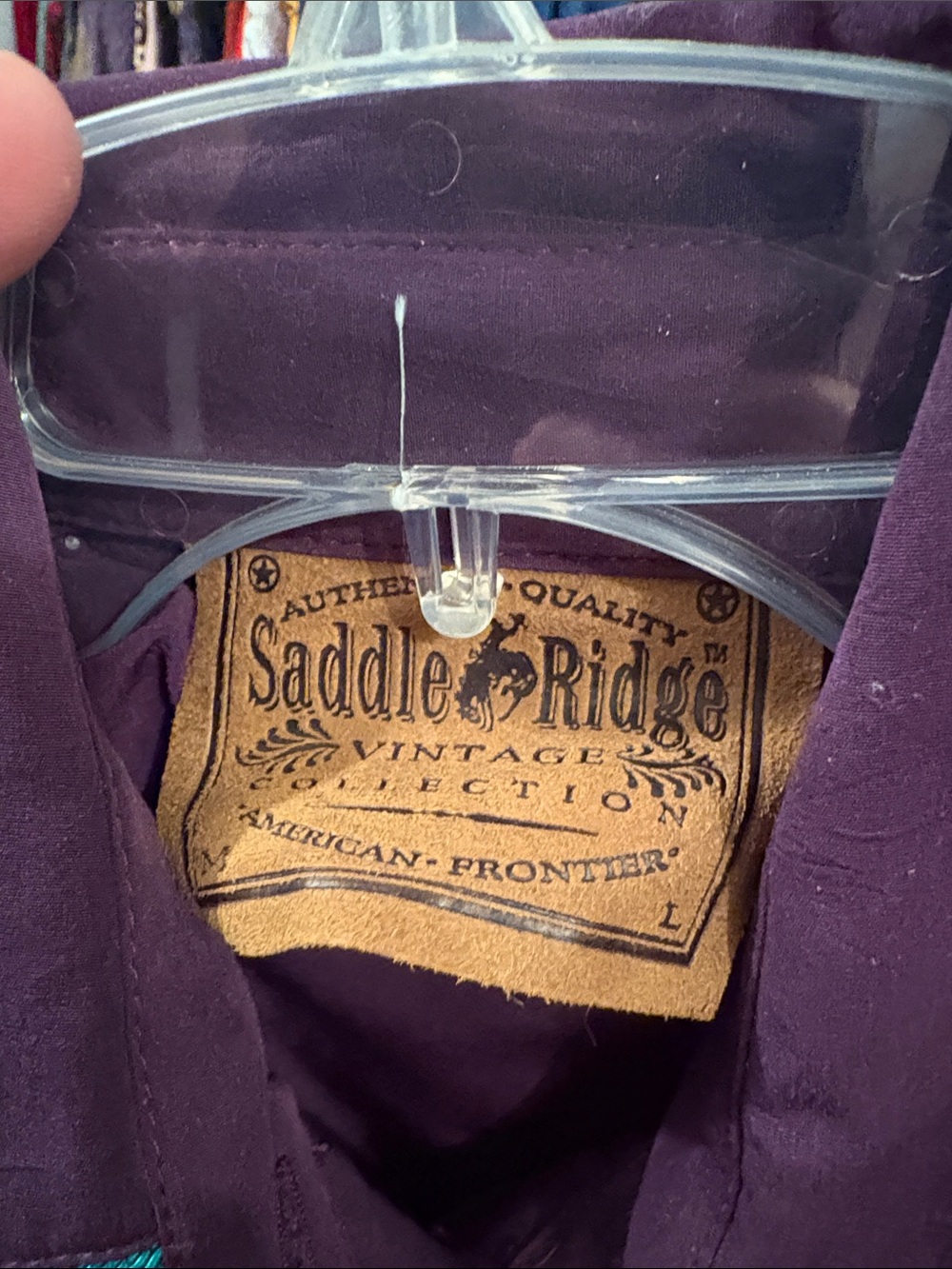 Women's Purple Button-Down Shirt with Turquoise Embroidery - Picture 3 of 3